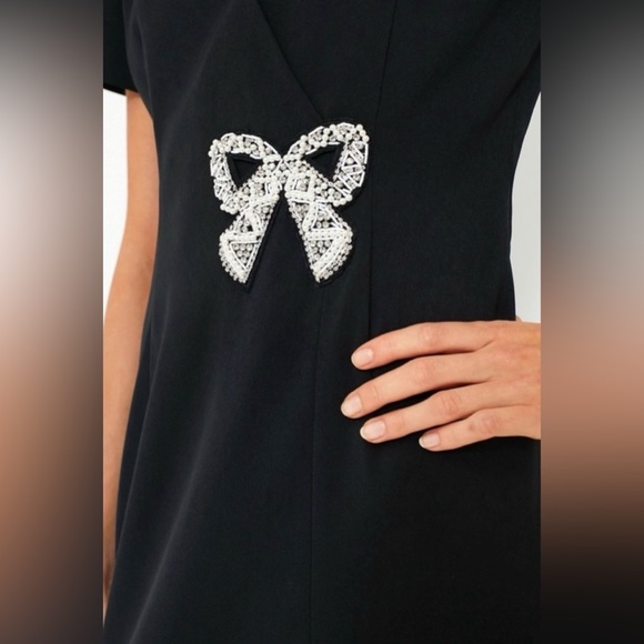 Hyacinth House bow patches faux wrap black dress size XL - Picture 3 of 10